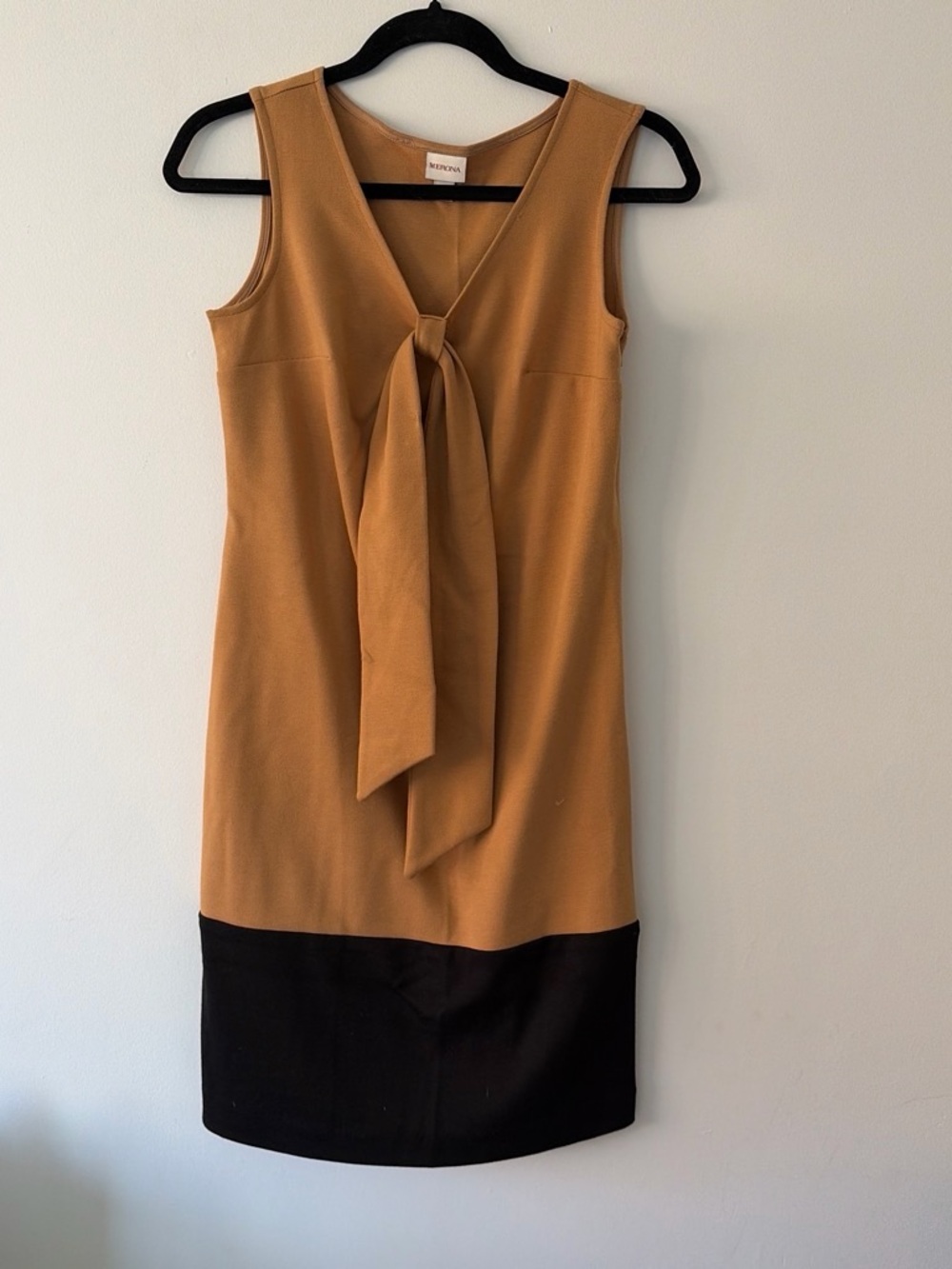Merona Tan and Black Tie-Front Mini Dress